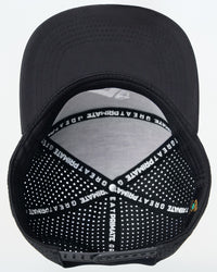 Black Primis Flat Brim Cap, top-down detail