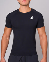 Black Bamboo Compression Shirt, front on-model