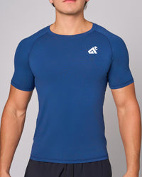 Blue Bamboo Compression Shirt, front on-model