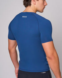 Blue Bamboo Compression Shirt, back on-model