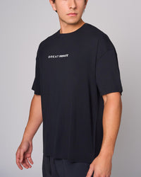 Black Bamboo Oversized T-Shirt, three-quarter on-model