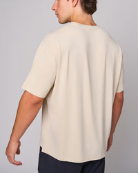 Beige Bamboo Oversized T-Shirt, back on-model