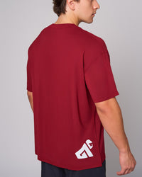 Burgundy Bamboo Oversized T-Shirt, back on-model