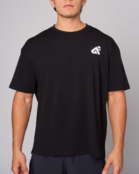 Black Organic Cotton Oversized T-Shirt, front on-model