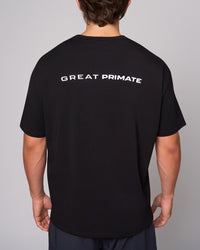 Black Organic Cotton Oversized T-Shirt, back on-model
