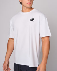 White Organic Cotton Oversized T-Shirt, three-quarter on-model