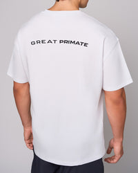 White Organic Cotton Oversized T-Shirt, back on-model